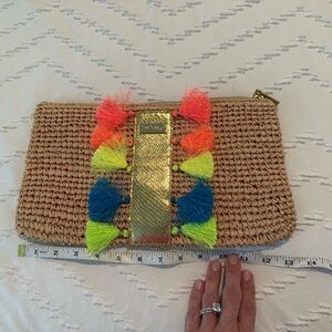 Lilly Pulitzer Colorful Tassel Woven Clutch